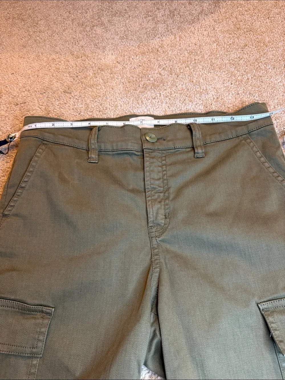 J. Crew High Rise Skinny Washed Cargo Pant Olive Cotton Utility Trousers Size 26